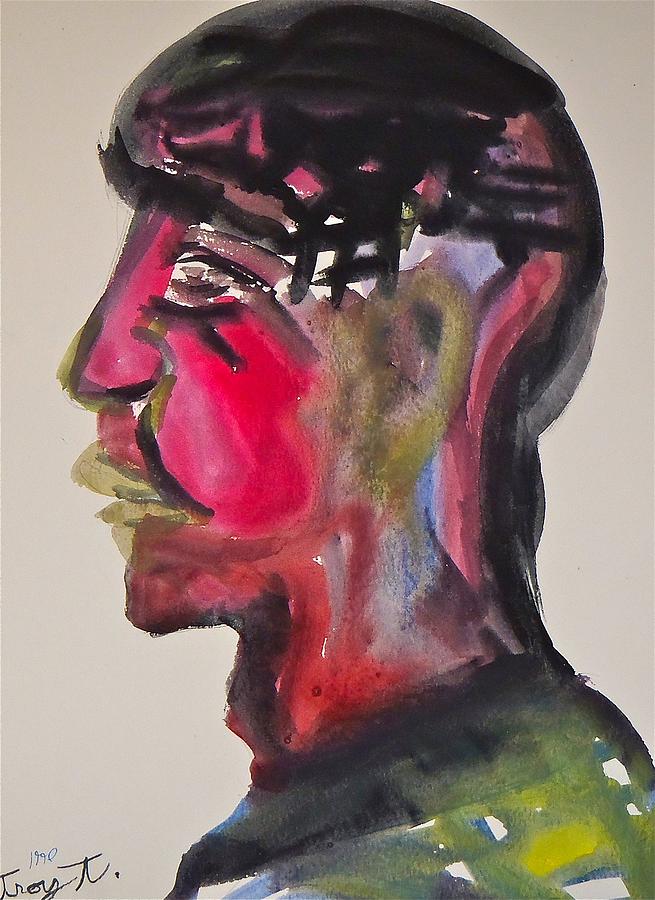 Human Head Painting - Untitled #181 by Troy Thomas
