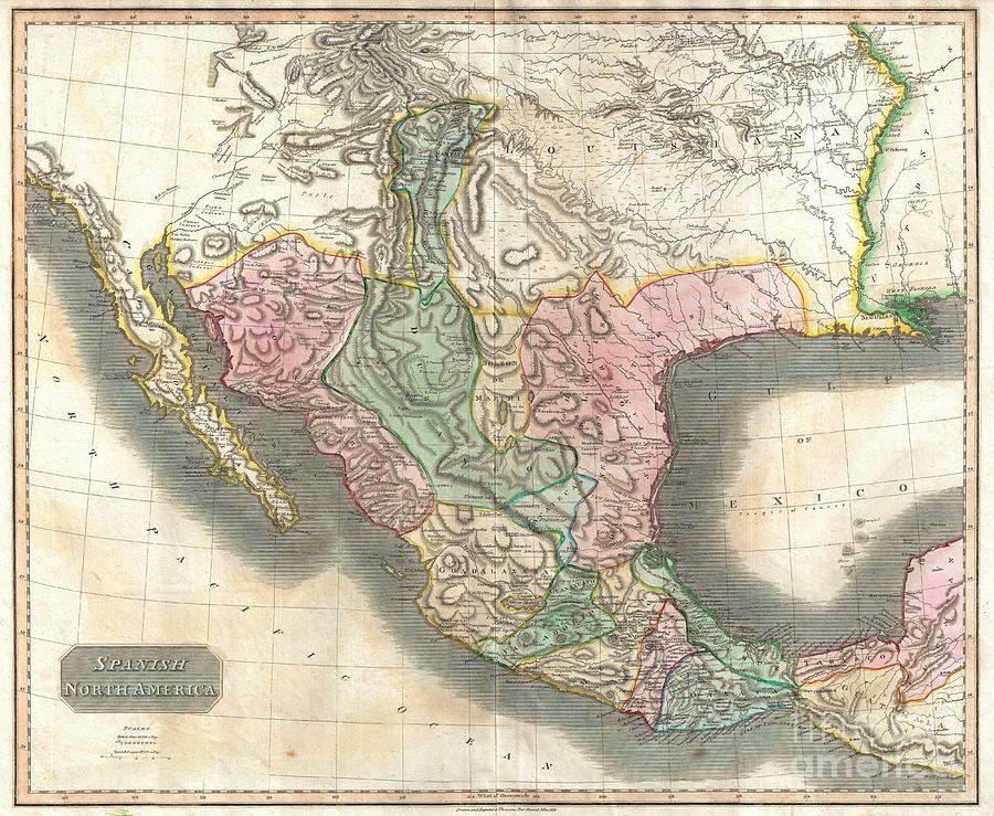 Abstract Photograph - 1814 Thomson Map of Mexico and Texas  by Paul Fearn