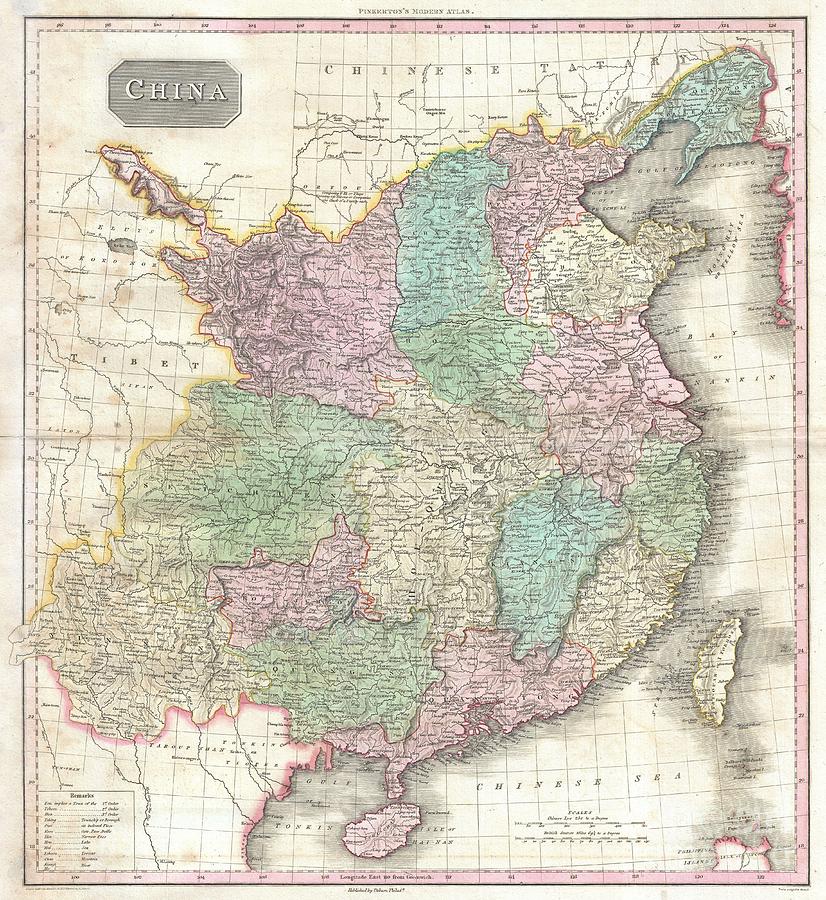 1818 Pinkerton Map of China  Photograph by Paul Fearn