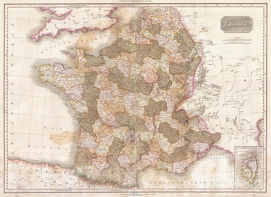 1818 Pinkerton Map of France Photograph by Paul Fearn