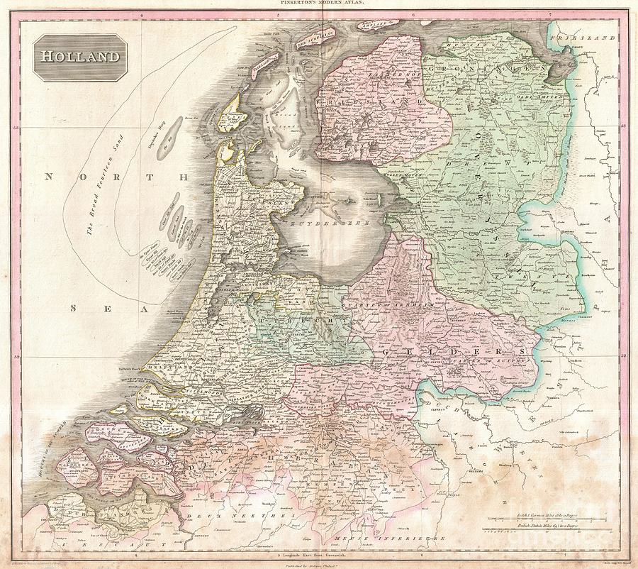 1818 Pinkerton Map of Holland or the Netherlands Photograph by Paul Fearn