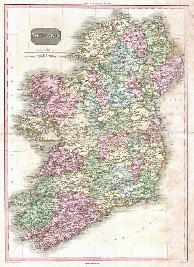 1818 Pinkerton Map of Ireland  Photograph by Paul Fearn