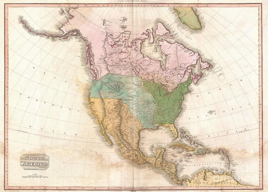 1818 Pinkerton Map of North America Photograph by Paul Fearn