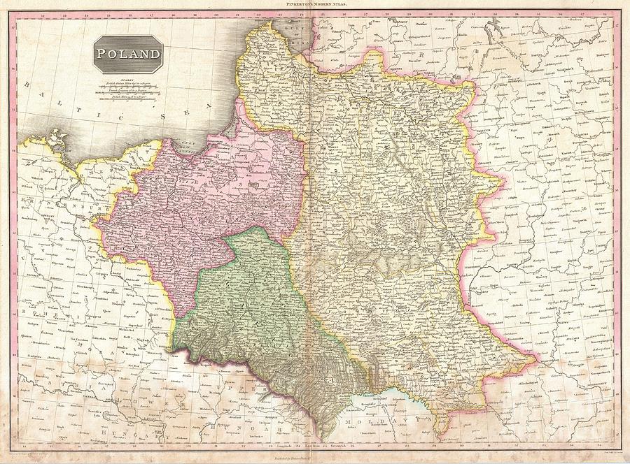 1818 Pinkerton Map of Poland  Photograph by Paul Fearn