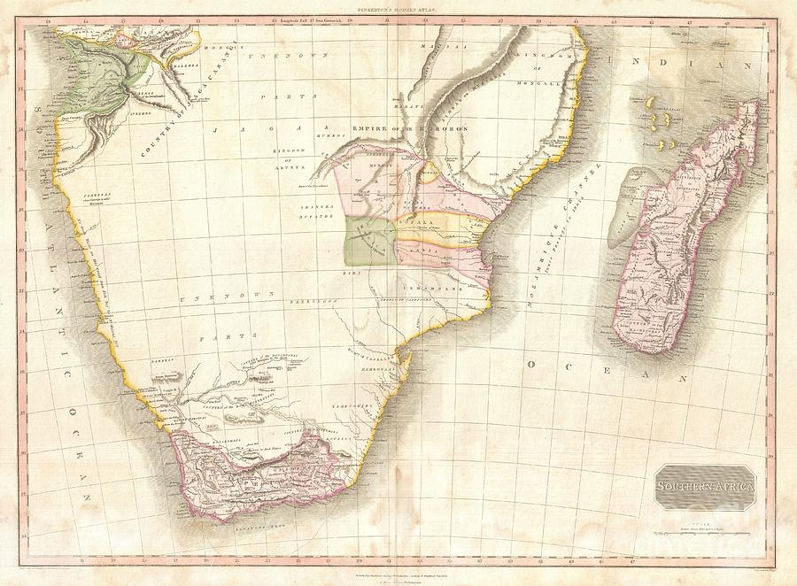 1818 Pinkerton Map of Southern Africa Photograph by Paul Fearn