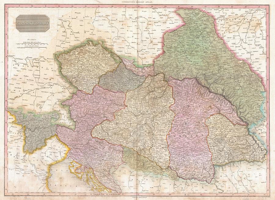 1818 Pinkerton Map of the Austrian Empire Photograph by Paul Fearn