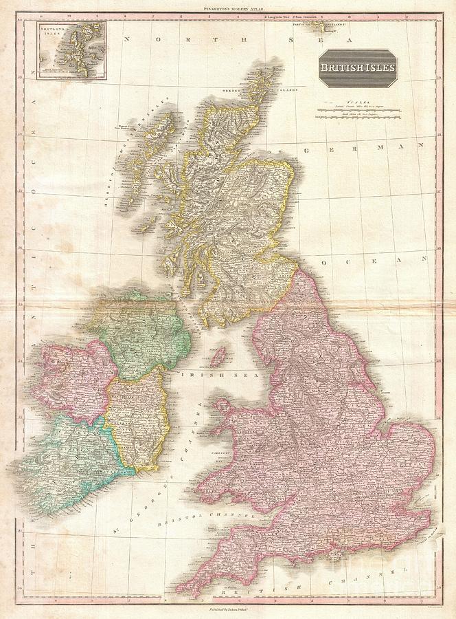 1818 Pinkerton Map of the British Isles  Photograph by Paul Fearn
