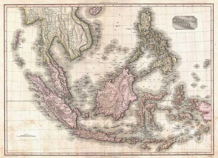 Mountain Photograph - 1818 Pinkerton Map of the East Indies and Southeast Asia by Paul Fearn