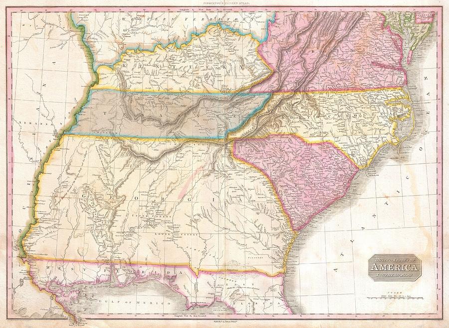 1818 Pinkerton Map of the Southeastern United States Photograph by Paul Fearn