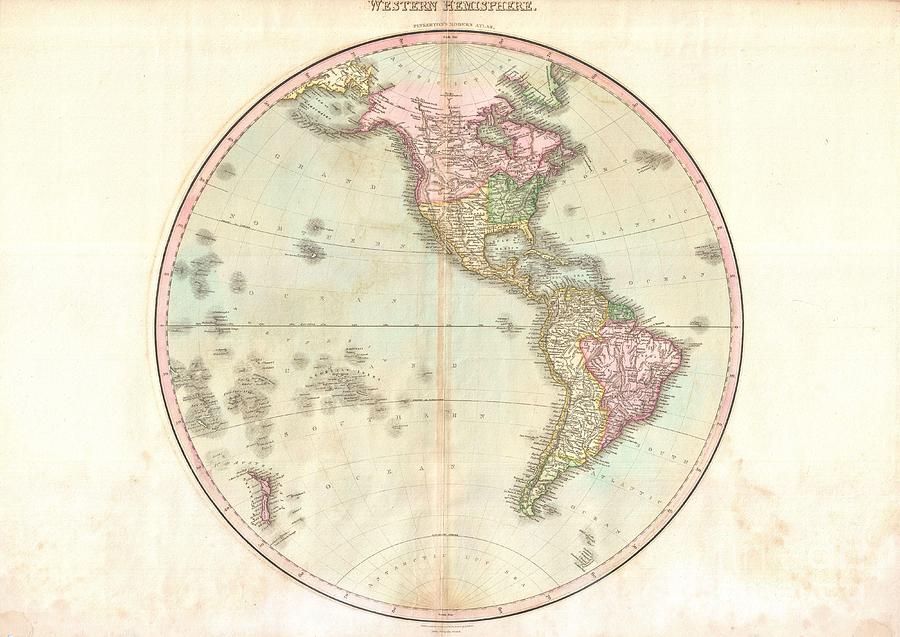 1818 Pinkerton Map of the Western Hemisphere  Photograph by Paul Fearn