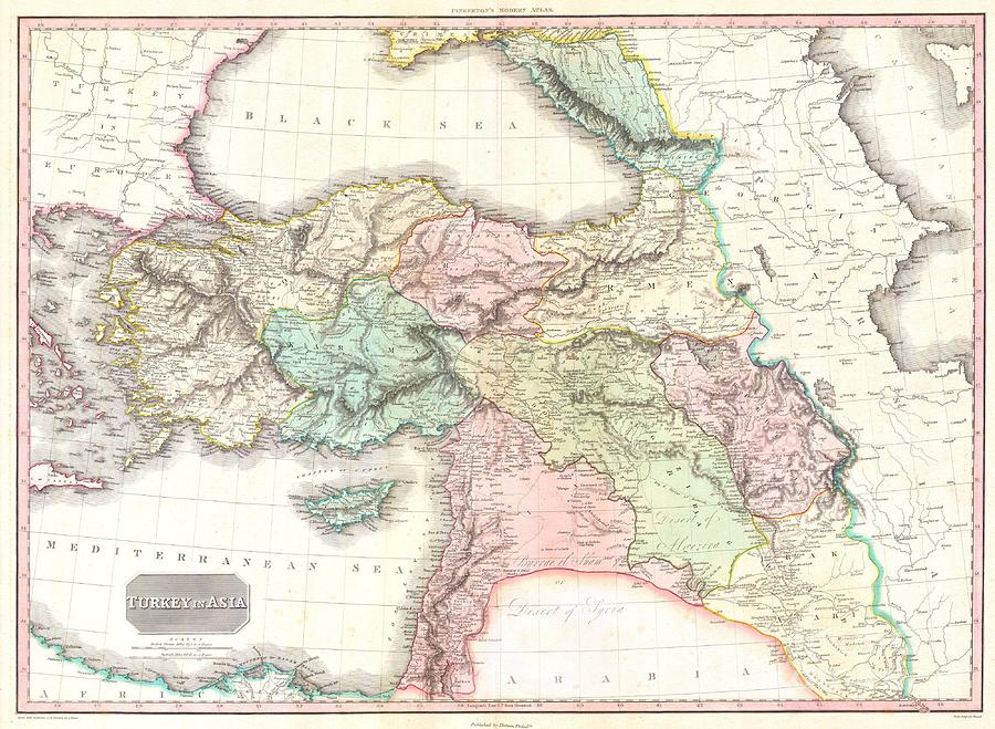 1818 Pinkerton Map of Turkey in Asia Iraq Syria and Palestine ...