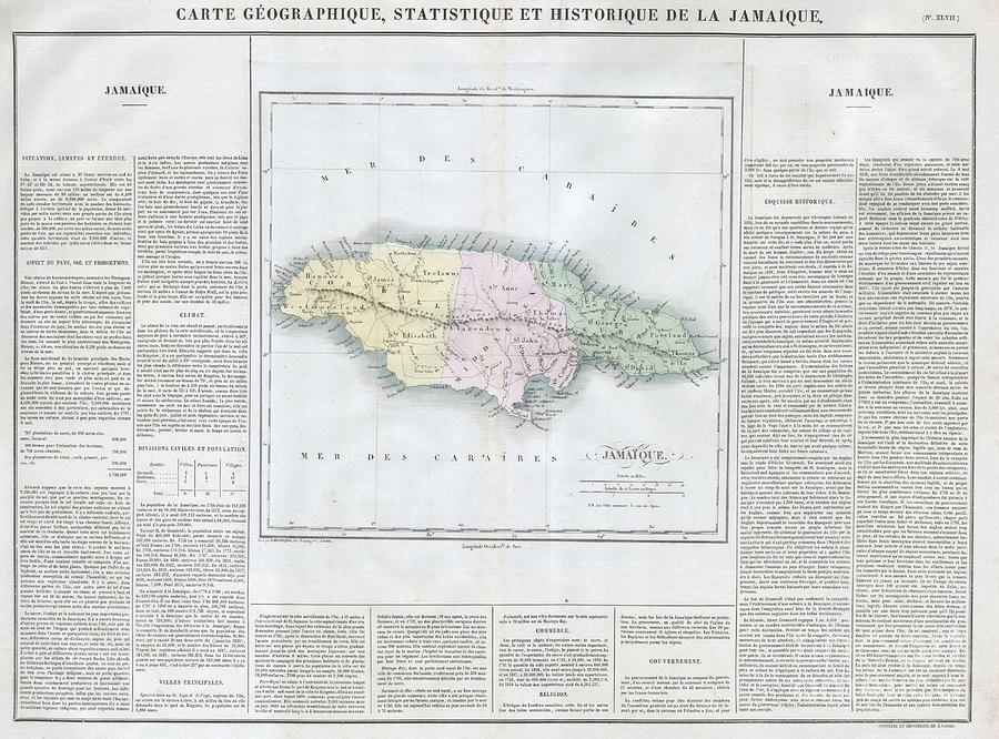 Abstract Photograph - 1825 Carez Map of Jamaica  by Paul Fearn