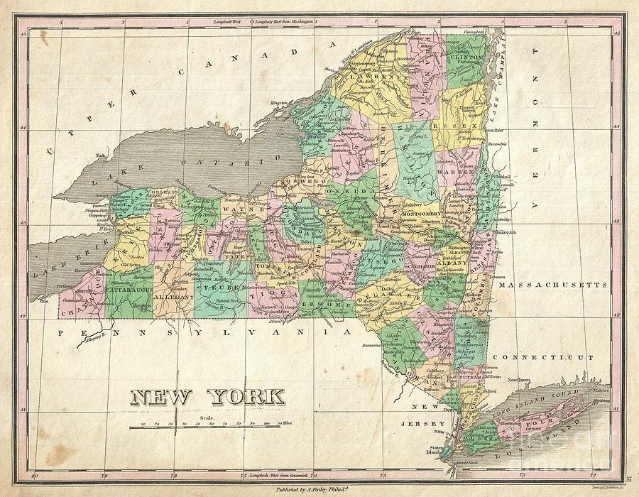 1827 Finley Map of New York State Photograph by Paul Fearn - Fine Art ...