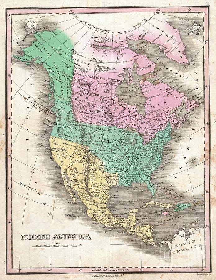 1827 Finley Map of North America Photograph by Paul Fearn - Fine Art ...