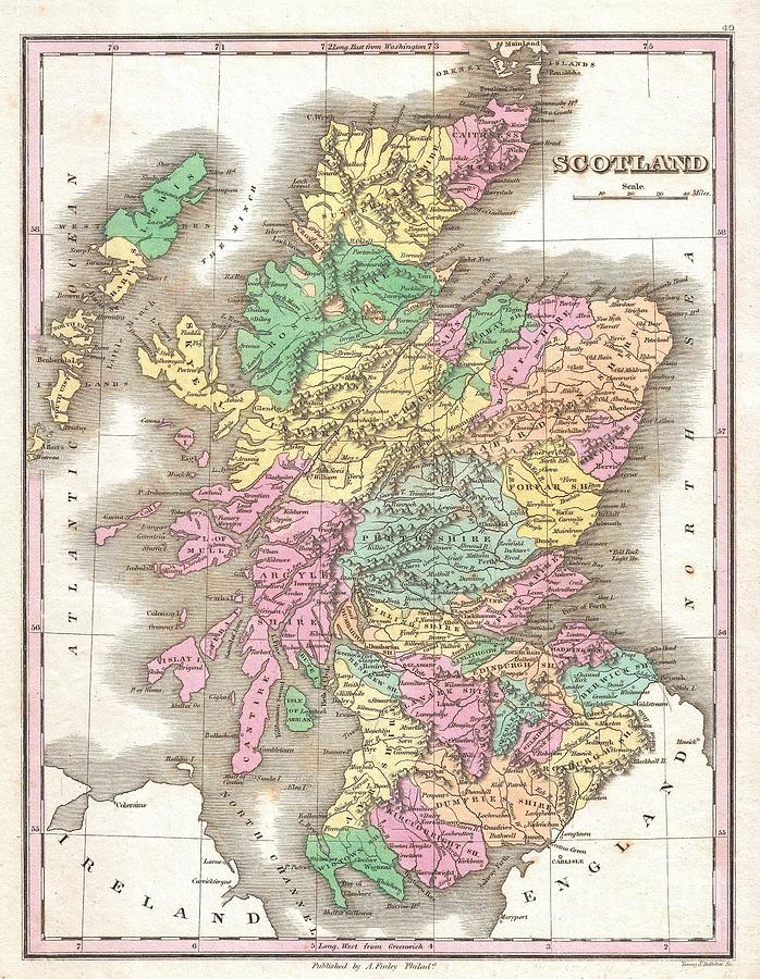 Abstract Photograph - 1827 Finley Map of Scotland by Paul Fearn