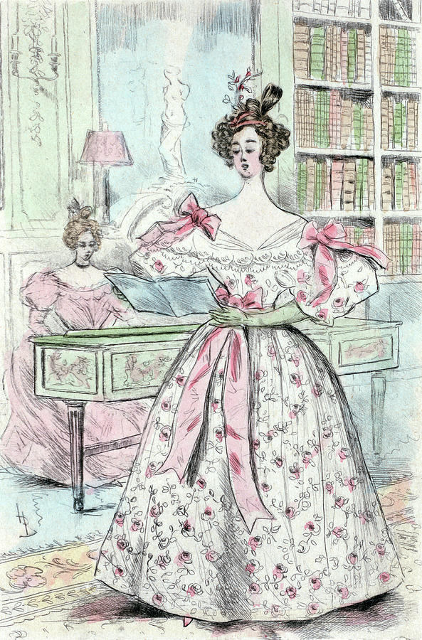 Paris Drawing - 1835, Womens Fashion In Nineteenth-century Paris by Artokoloro