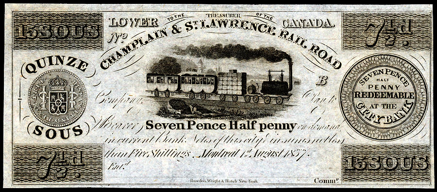 1837 Canadian Railroad Currency Painting by Historic Image