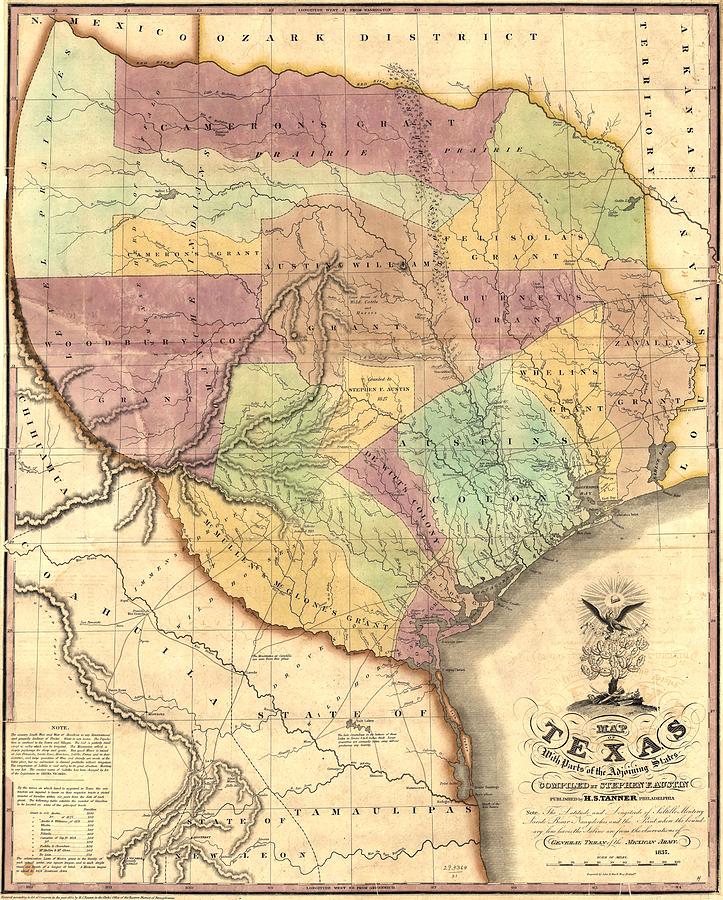 1837 Map Of The Republic Of Texas Painting