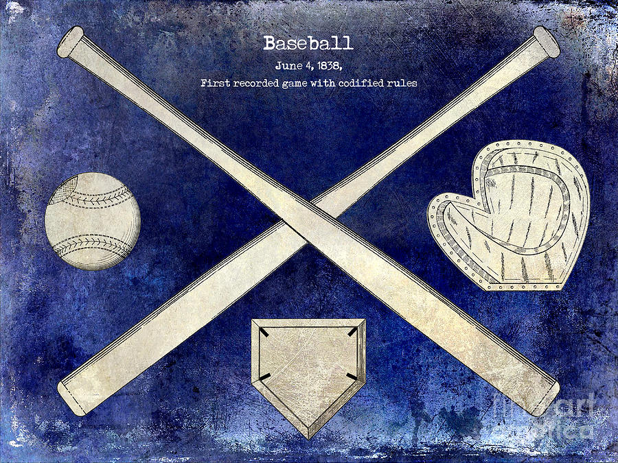 Pete Rose Photograph - 1838 Baseball Drawing 2 Tone blue by Jon Neidert