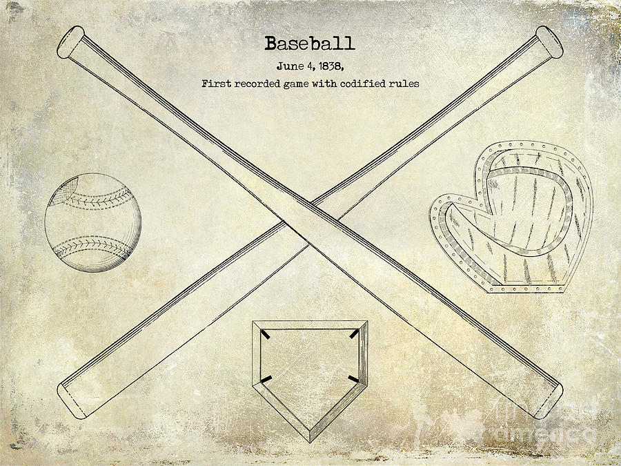 Pete Rose Photograph - 1838 Baseball Drawing  by Jon Neidert