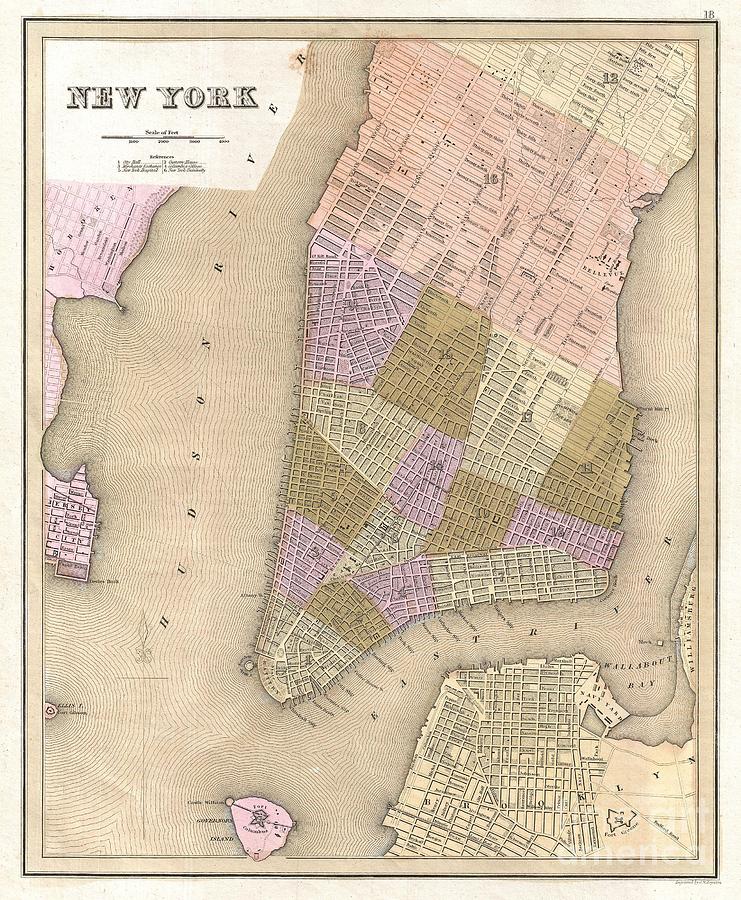 1839 Bradford Map of New York City Photograph by Paul Fearn