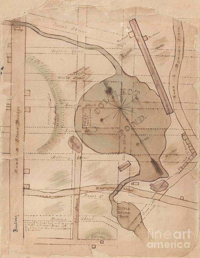 Abstract Photograph - 1840 Manuscript Map of the Collect Pond and Five Points New York City by Paul Fearn