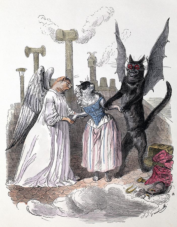 1845 Anthropomorphic Devil Angel Cats Photograph by Paul D Stewart