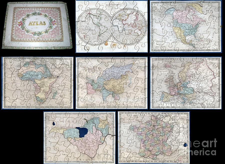 1845 Logerot Jigsaw Puzzle Atlas of the World  Photograph by Paul Fearn