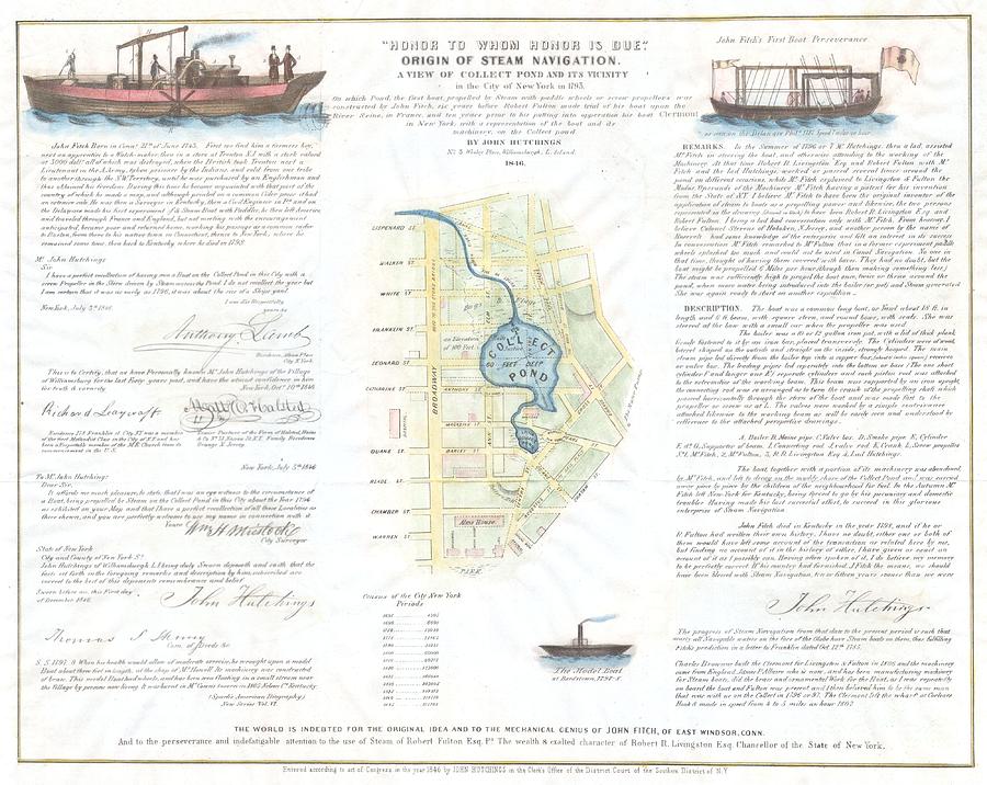 1846 Broadside of the Collect Pond New York and Steam Boat  Five Points   Photograph by Paul Fearn