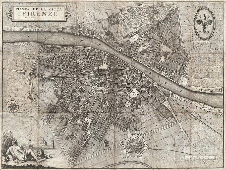 1847 Molini Pocket Map of Florence Photograph by Paul Fearn