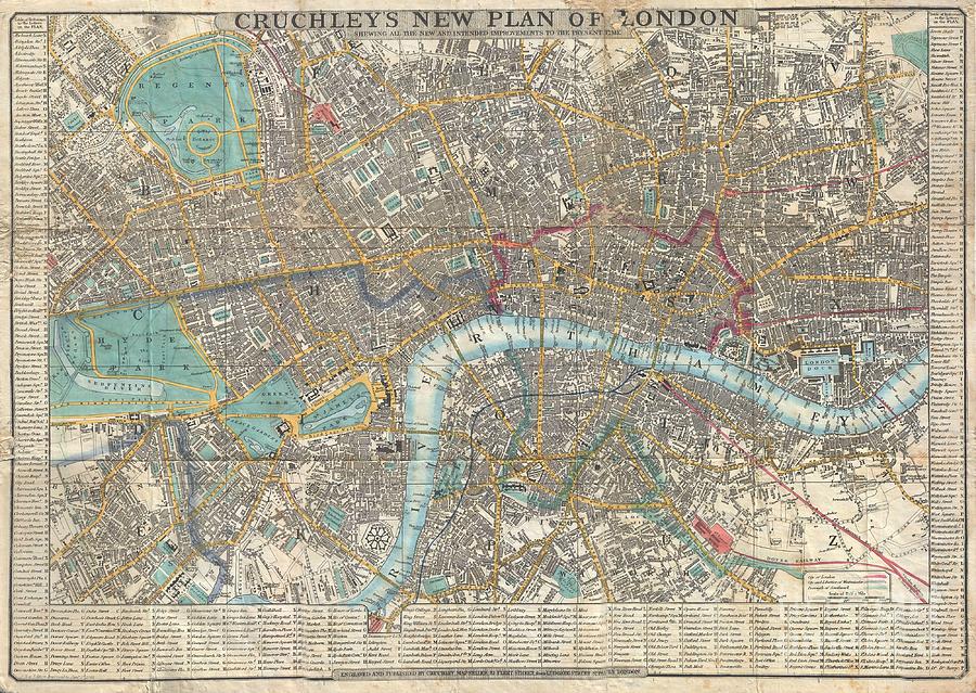 1848 Crutchley Pocket Map or Plan of London Photograph by Paul Fearn