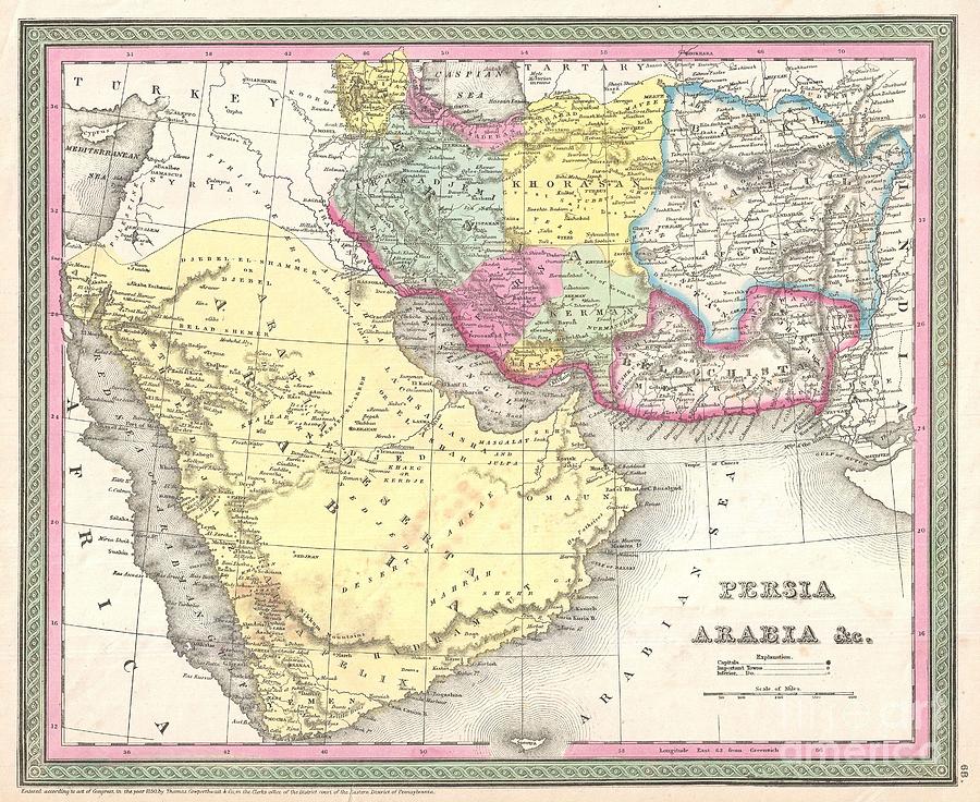 1850 Mitchell Map of Arabia Persia Afghanistan  Photograph by Paul Fearn