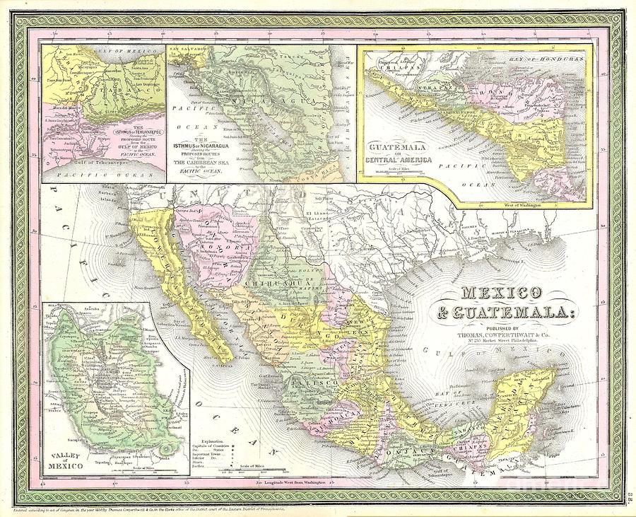 1850 Mitchell Map of Mexico and Texas Photograph by Paul Fearn