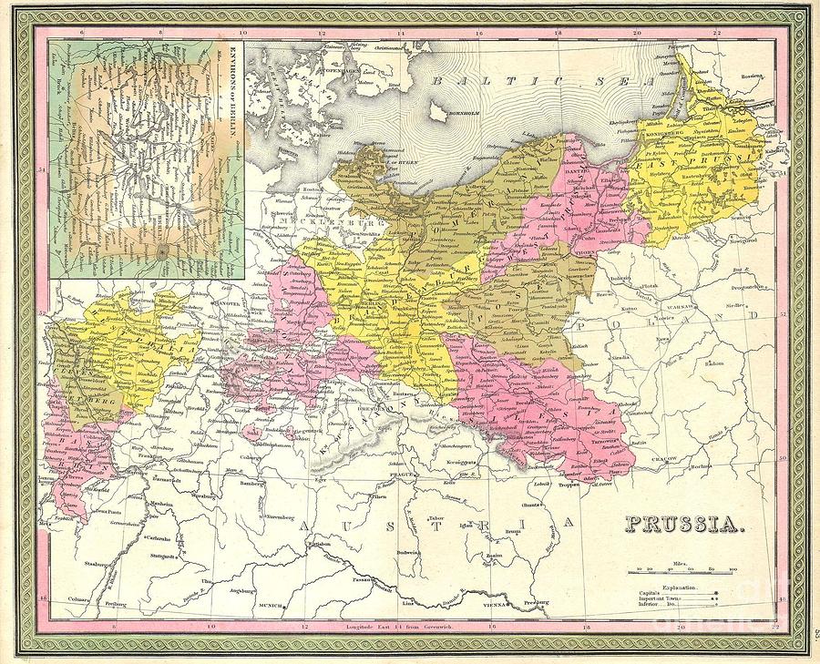 1850 Mitchell Map Of Prussia Germany Paul Fearn 
