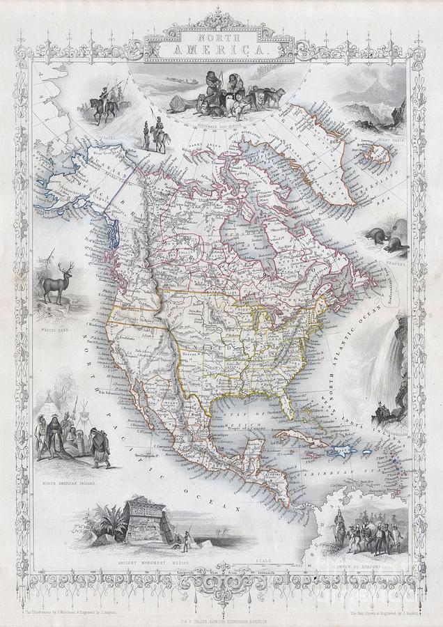 1850 Tallis Map of North America  Photograph by Paul Fearn