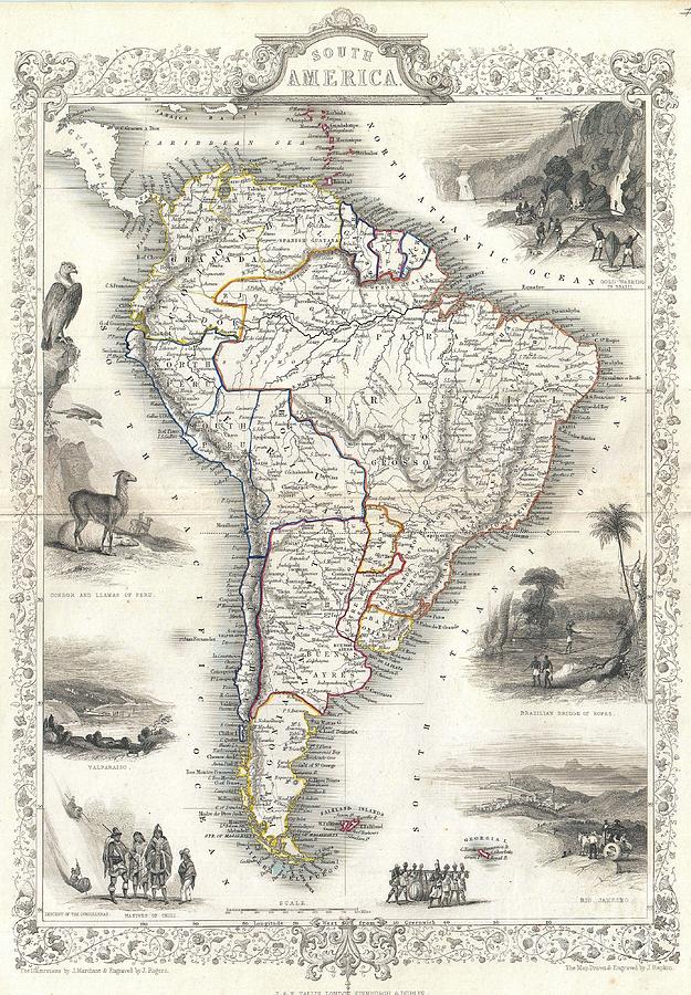 1850 Tallis Map of South America Photograph by Paul Fearn