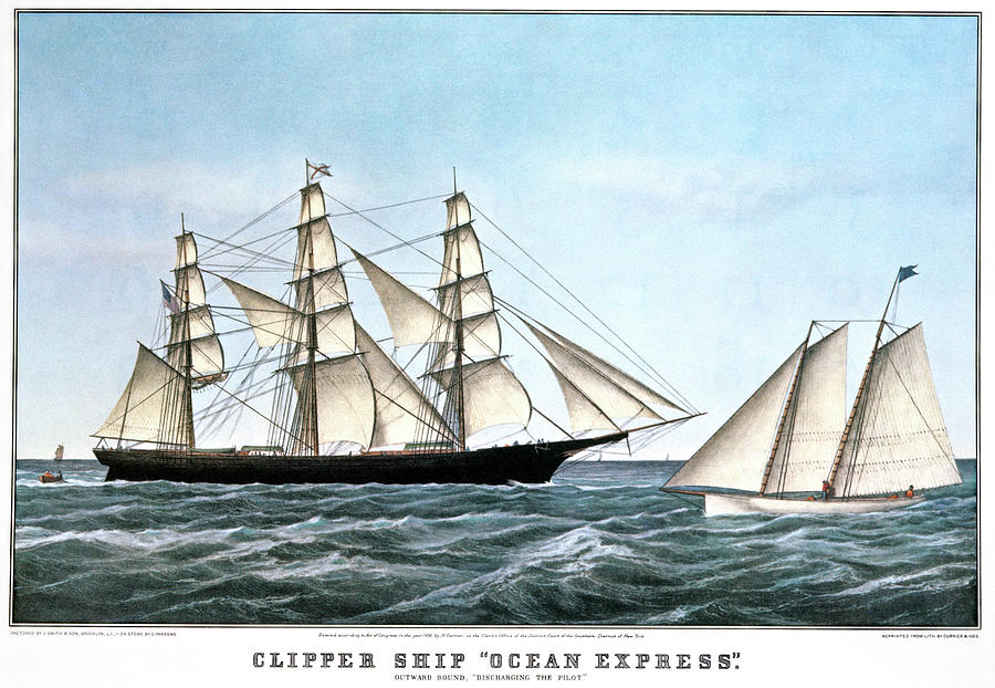 1850s Clipper Ship Ocean Express - by Vintage Images