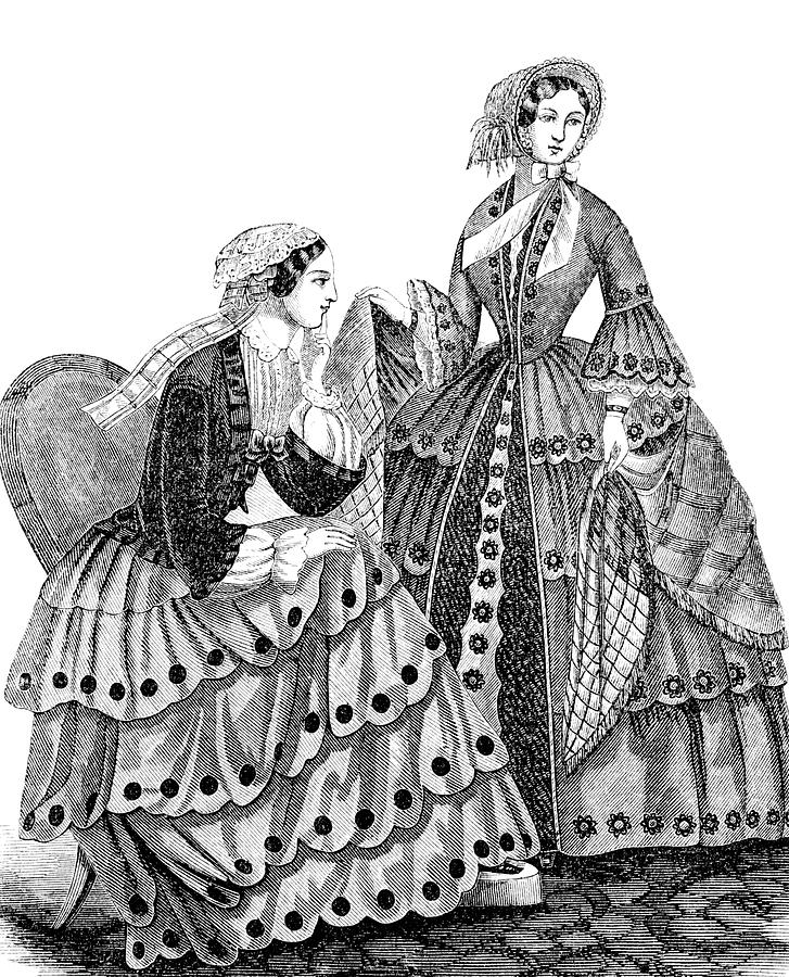 1850s Engraving Of Womens Fashions Painting by Vintage Images