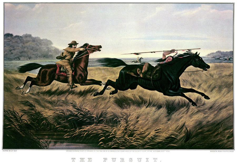 1850s The Pursuit - Currier & Ives Painting by Vintage Images 1850s The Pursuit - Currier & Ives Painting by Vintage Images