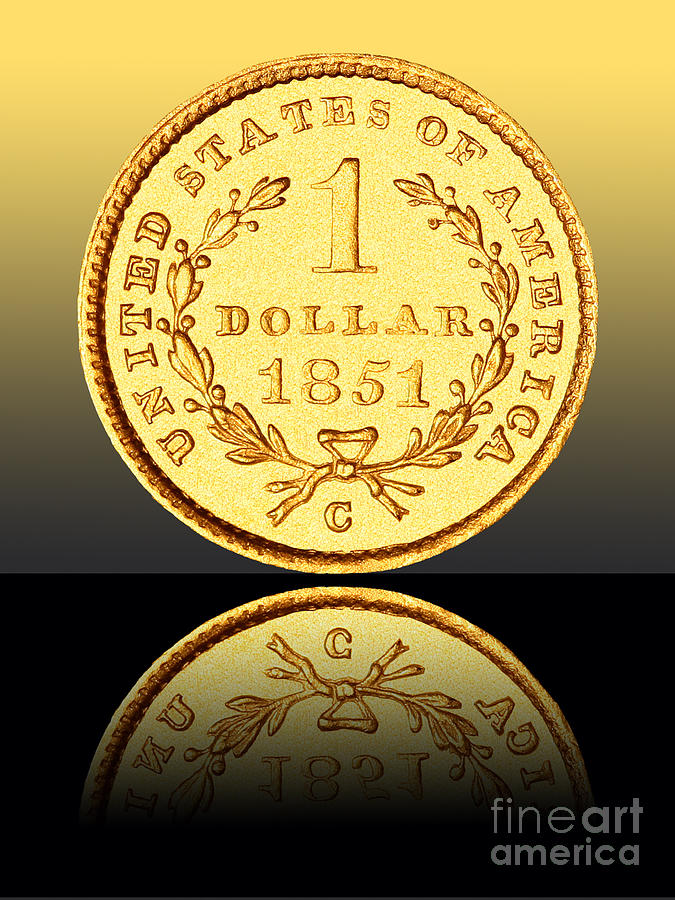 1851 1 Dollar Rare Charlotte Gold Photograph by Jim Carrell