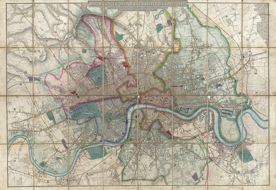 1852 Davies Case Map or Pocket Map of London Photograph by Paul Fearn