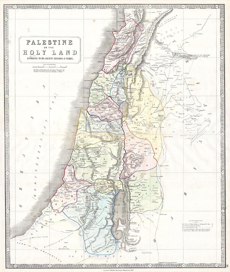 1852 Philip Map of Palestine Israel Holy Land Photograph by Paul Fearn ...