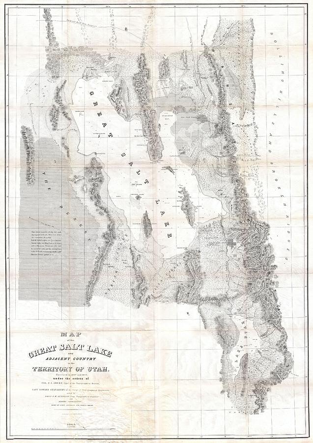 1852 Stansbury Map of Utah and the Great Salt Lake Photograph by Paul ...