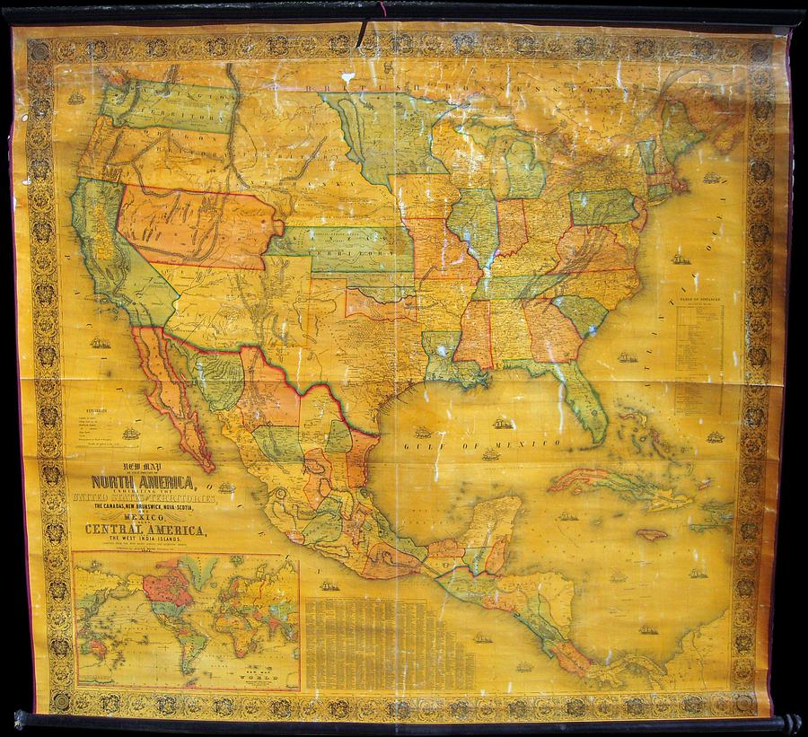 1854 Jacob Monk Wall Map of North America Photograph by Paul Fearn