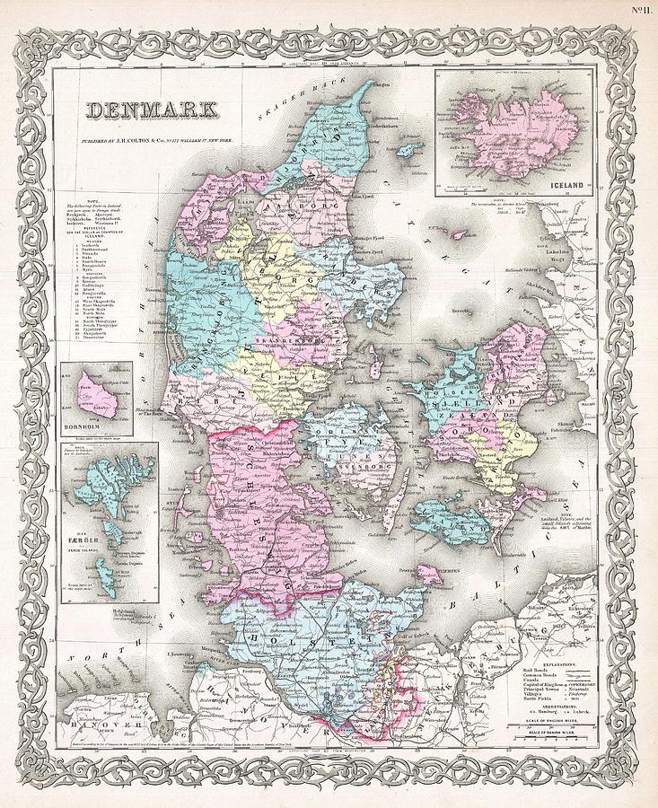 Abstract Photograph - 1855 Colton Map of Denmark by Paul Fearn