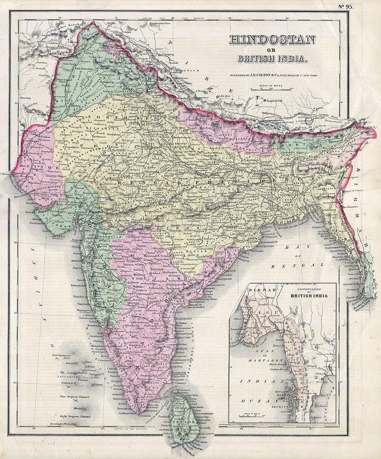 Abstract Photograph - 1855 Colton Map of India or Hindostan by Paul Fearn