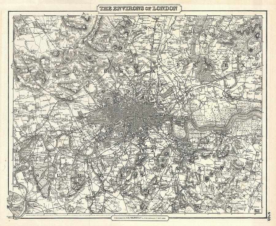 Abstract Photograph - 1855 Colton Map of London by Paul Fearn