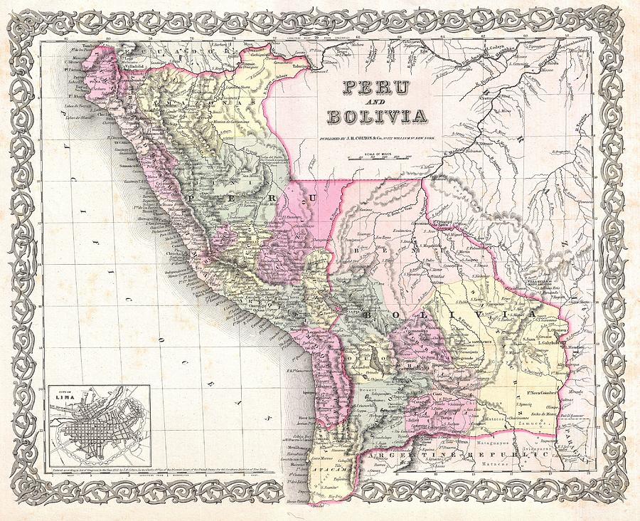 1855 Colton Map of Peru and Bolivia Photograph by Paul Fearn | Fine Art ...