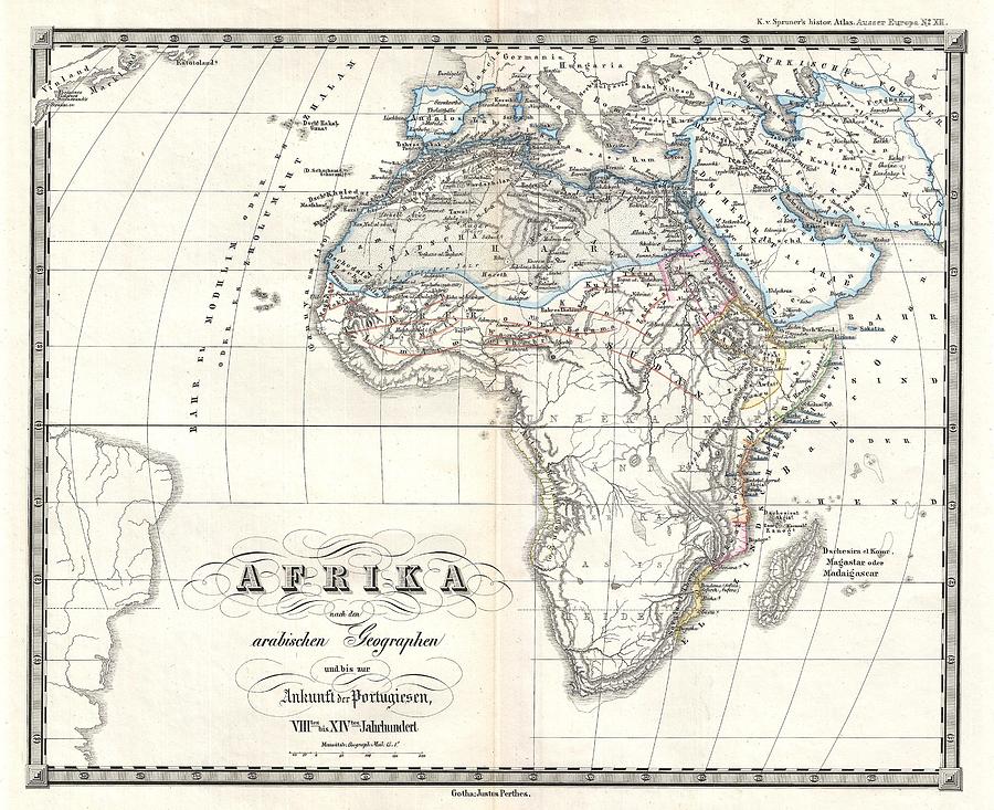 1855 Spruner Map Of Africa Up To The Arab Conquests In The 7th Century