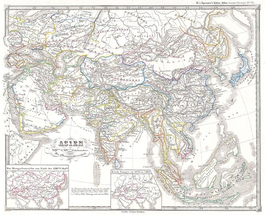 1855 Spruner Map of Asia under the Mongol Empire  Photograph by Paul Fearn